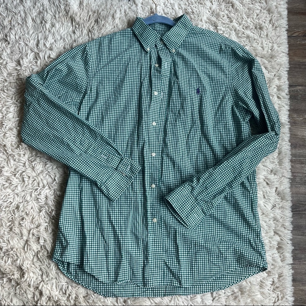 EUC men’s Polo by Ralph Lauren green gingham button down size L